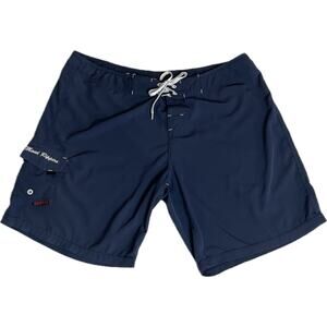 Maui Rippers Board Shorts Mens Size 14 Blue Draw String Hawaiian Swim Trunks
